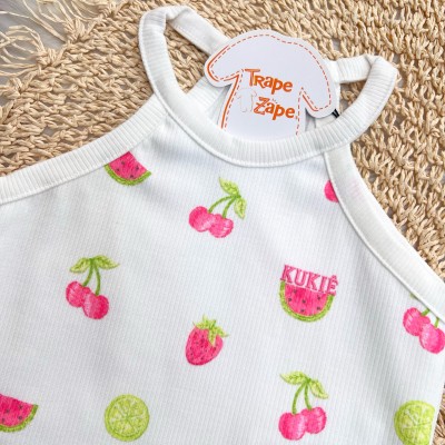 Conj. Regata Frutinhas e Short com Pochete de Melancia - Rosa 